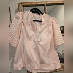 A New Day Women's Pink Striped Blouse
